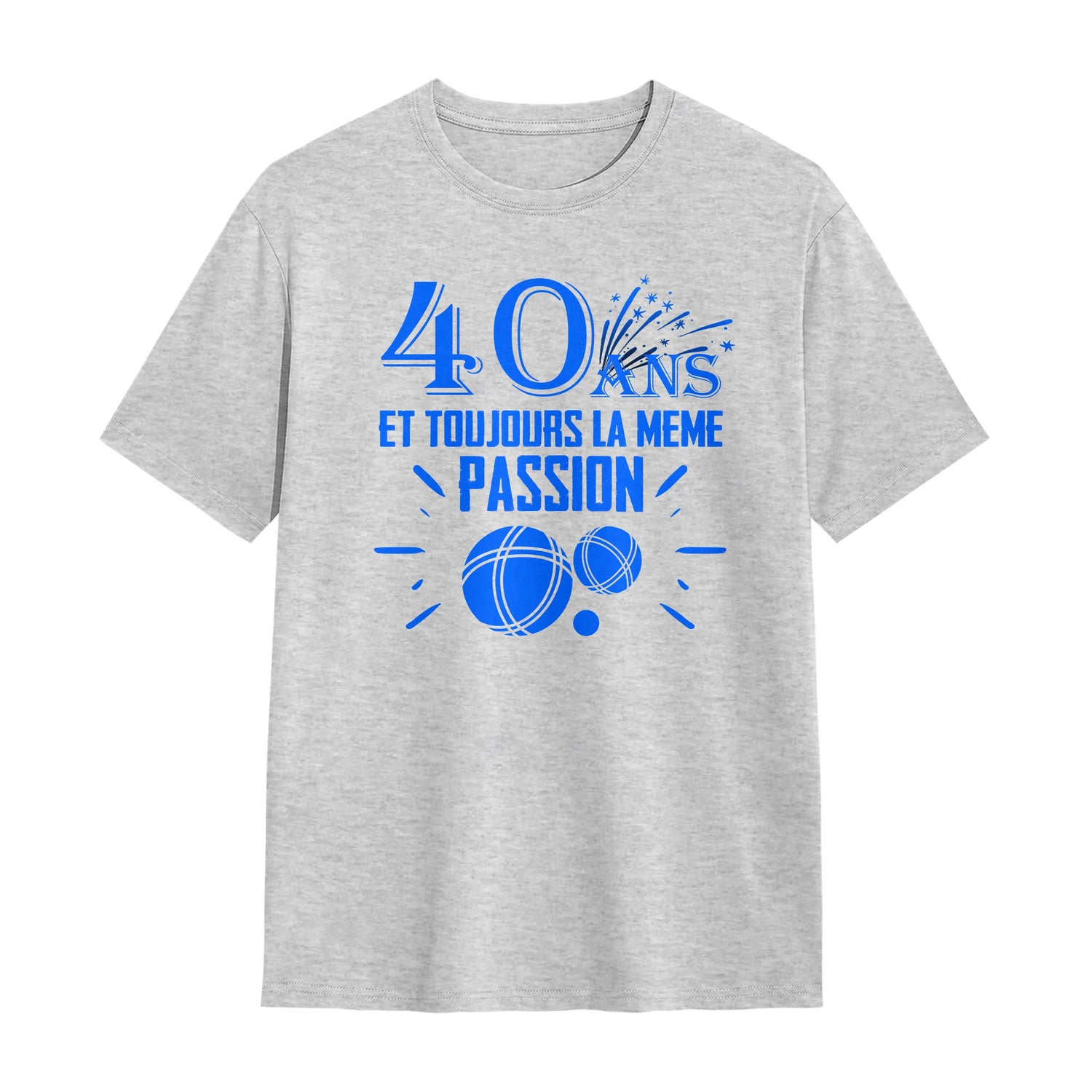 Veste & T-shirt 40 Ans Passion Pétanque – Cadeau Personnalisé & Original - A11012502 - T-shirt gris