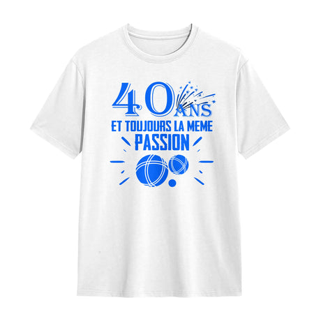 Veste & T-shirt 40 Ans Passion Pétanque – Cadeau Personnalisé & Original - A11012502 - T-shirt blanc