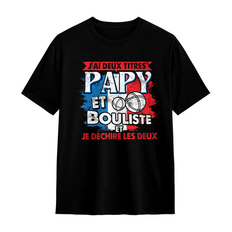 Veste et T-shirt Papy Bouliste - Cadeau Idéal pour Passionnés de Pétanque - A11012503 - T-shirt noir