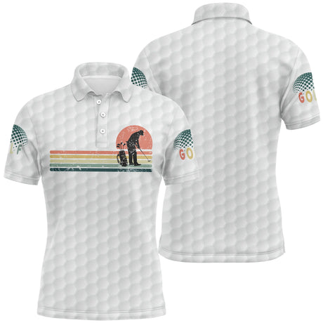Polo Golf Blanc Effet Balle De Golf, Motif Golfeur Rétro Vintage - Style Unique pour Golfeurs - CT11072323 Polo Homme