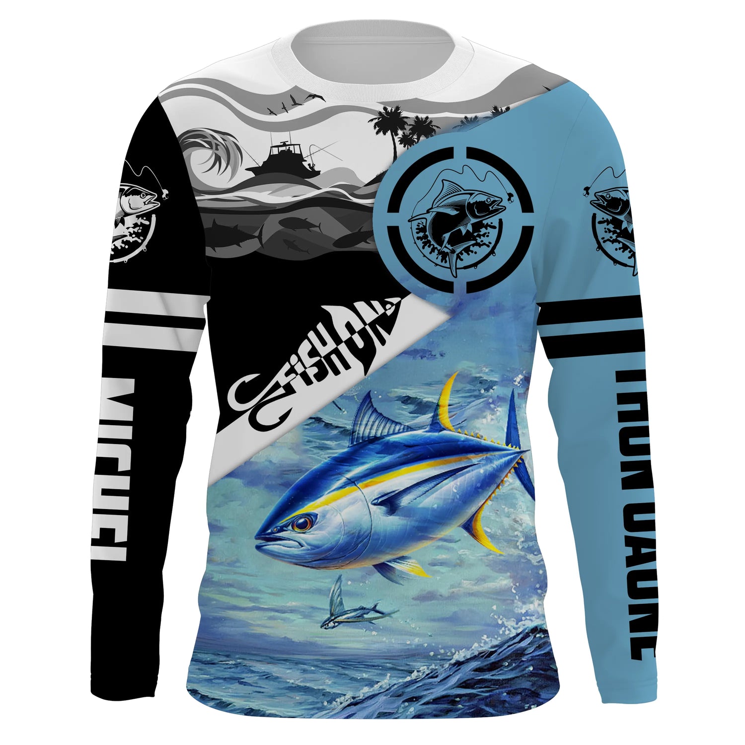 T-shirt Personnalisé Pêche Du Thon Jaune, Fish On - CT11082230 Anti UV T-shirt Manches Longues Unisexe