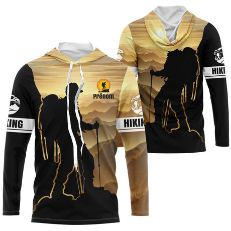 Sweat, T-shirt et Hoodie Randonnée Personnalisés – Design Montagne & Prénom – Style Outdoor Unique - A1201250 - Anti-UV T-shirt manches longues à capuche