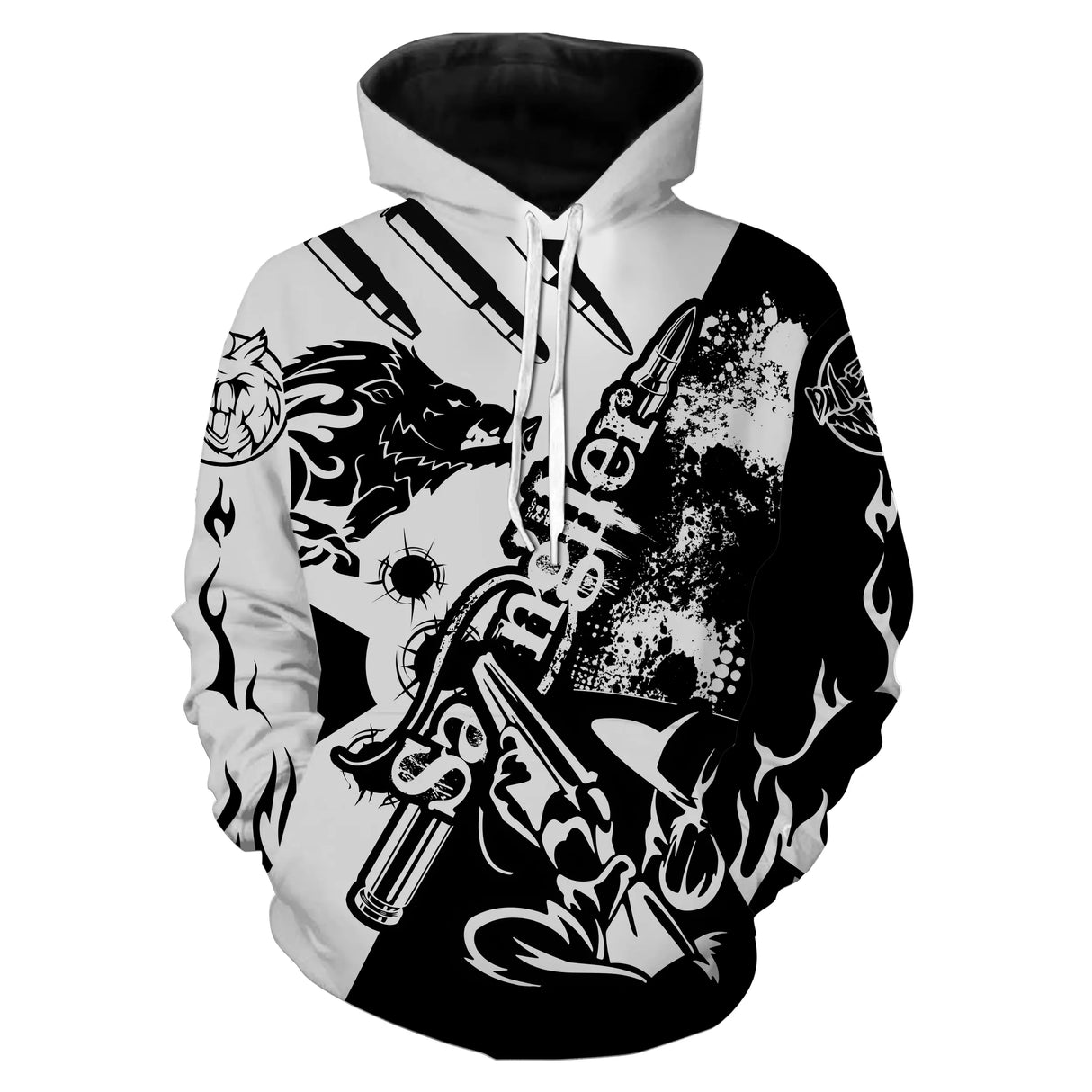 Sweater chasse sanglier Hunter, design bicolore et lettrage cursive, vêtement chaud pour société de chasse
