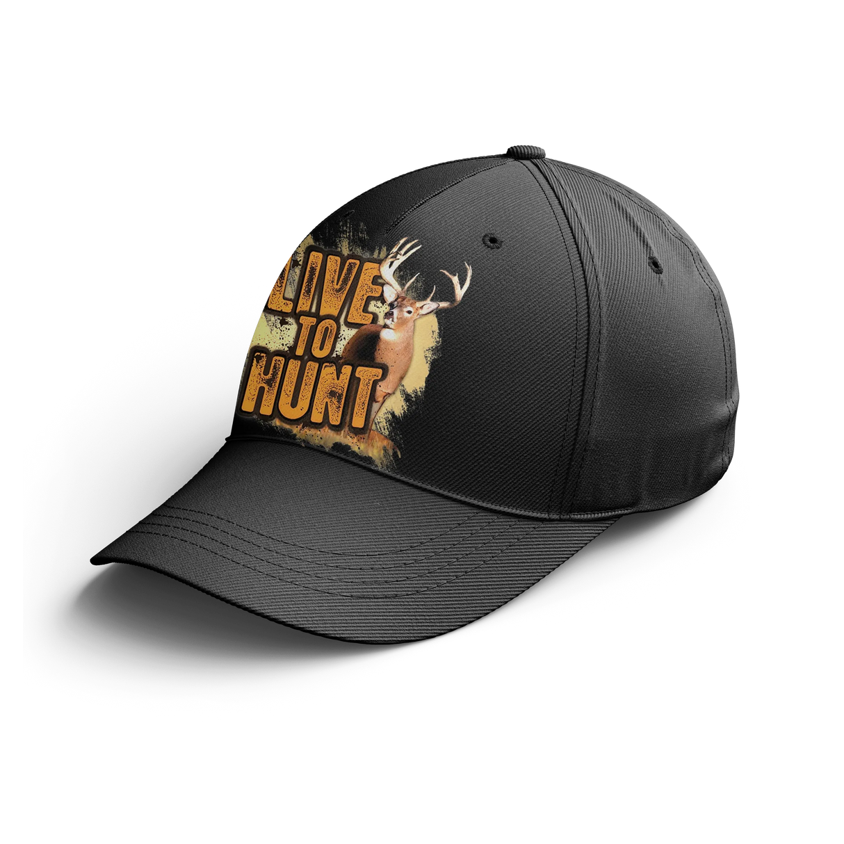 Casquette chasse cerf noire camouflage forêt Live to Hunt cervidé majestueux unisexe