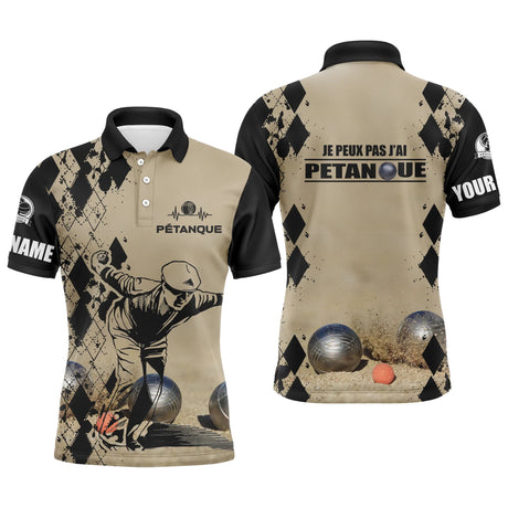 Polo Pétanque, Cadeau Personnalisé Bouliste, J'peux Pas J'ai Pétanque - CT13092363 Polo Homme Sable