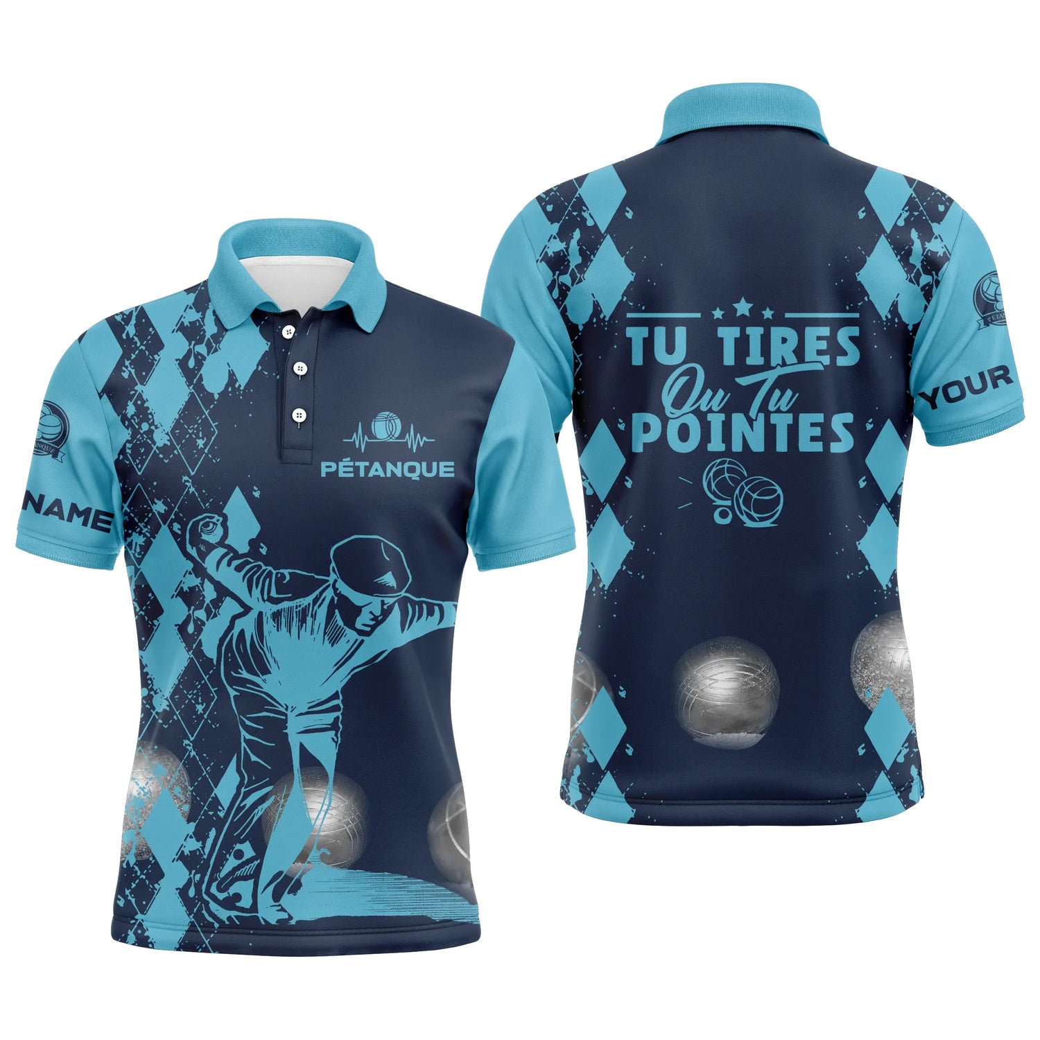 Polo Pétanque, Cadeau Personnalisé Bouliste, Tu Tires Ou Tu Pointes - CT13092364 Polo Homme Marine