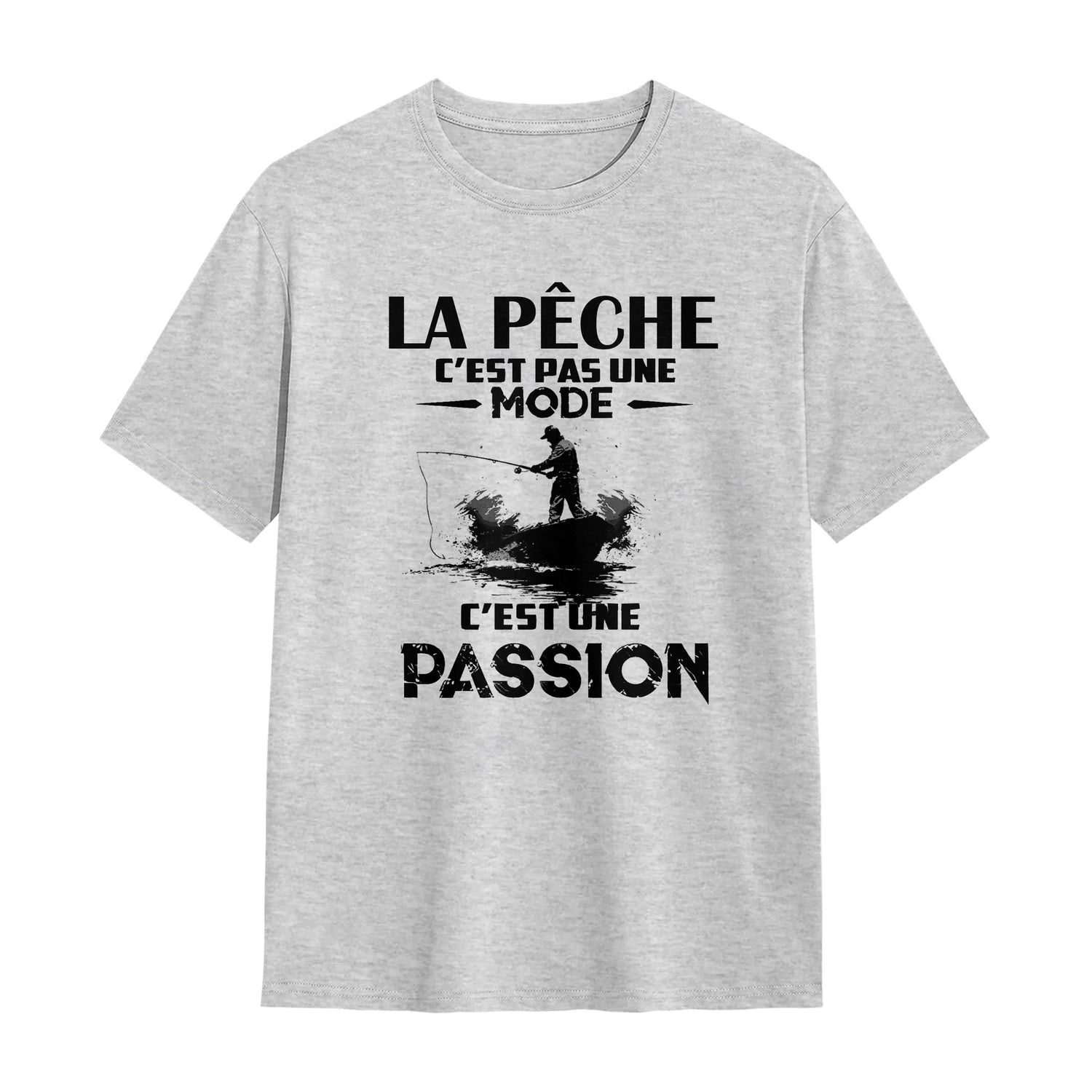 T-shirts et sweats pêche – Mode et confort en coton pour passionnés -A14012501 - t-shirt gris