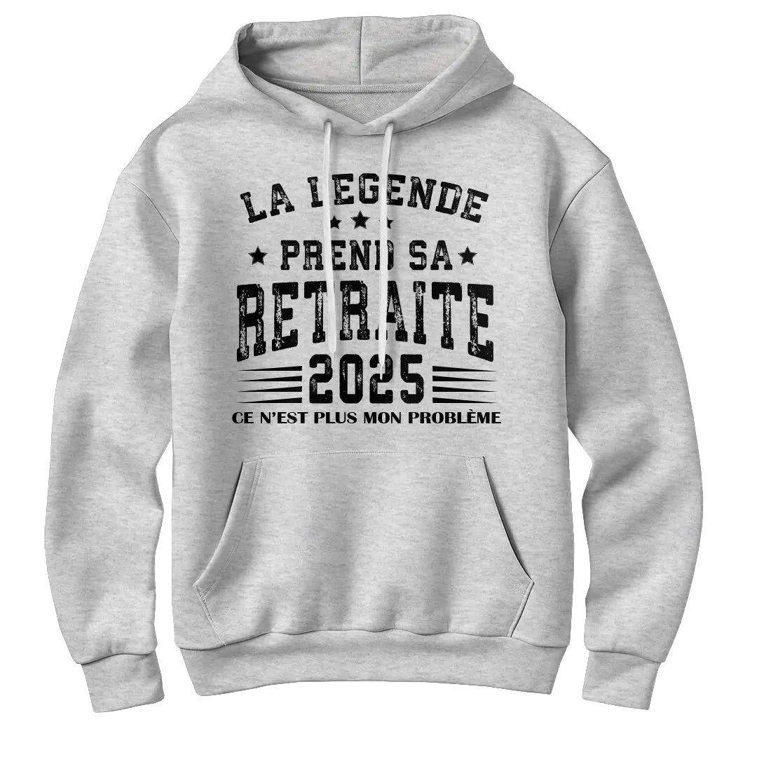 Sweat à capuche retraite humour gris chiné avec design étoiles et message départ retraite