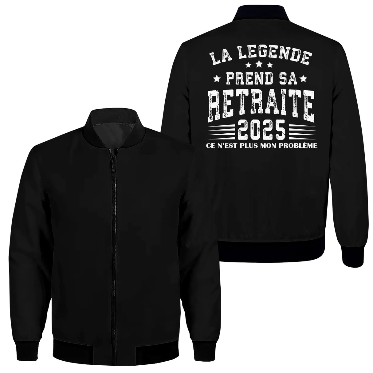 Sweat capuche zippé retraite humour noir avec inscription humoristique départ retraite