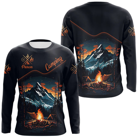 Sweat, T-shirt et Hoodie Camping Personnalisé – Feu de Camp & Montagne - A14012510 - Anti-UV T-shirt manches longues