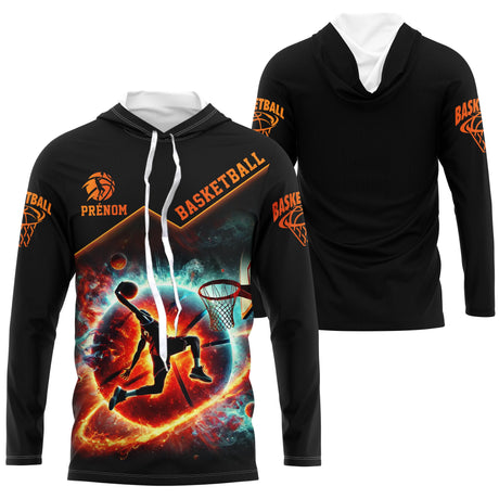 T-shirt, Sweat & Hoodie Basketball 🔥 Design Galactique | Anti-UV & Confort - A160125 - Anti UV T-shirt manches longues à capuche