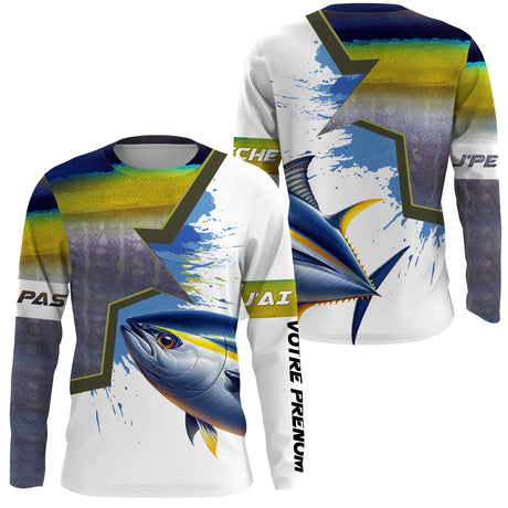 T-shirt Anti-UV Personnalisé Pêche Du Thon Jaune, Cadeau Original Pêcheur - CT16082215 Anti UV T-shirt Manches Longues Unisexe