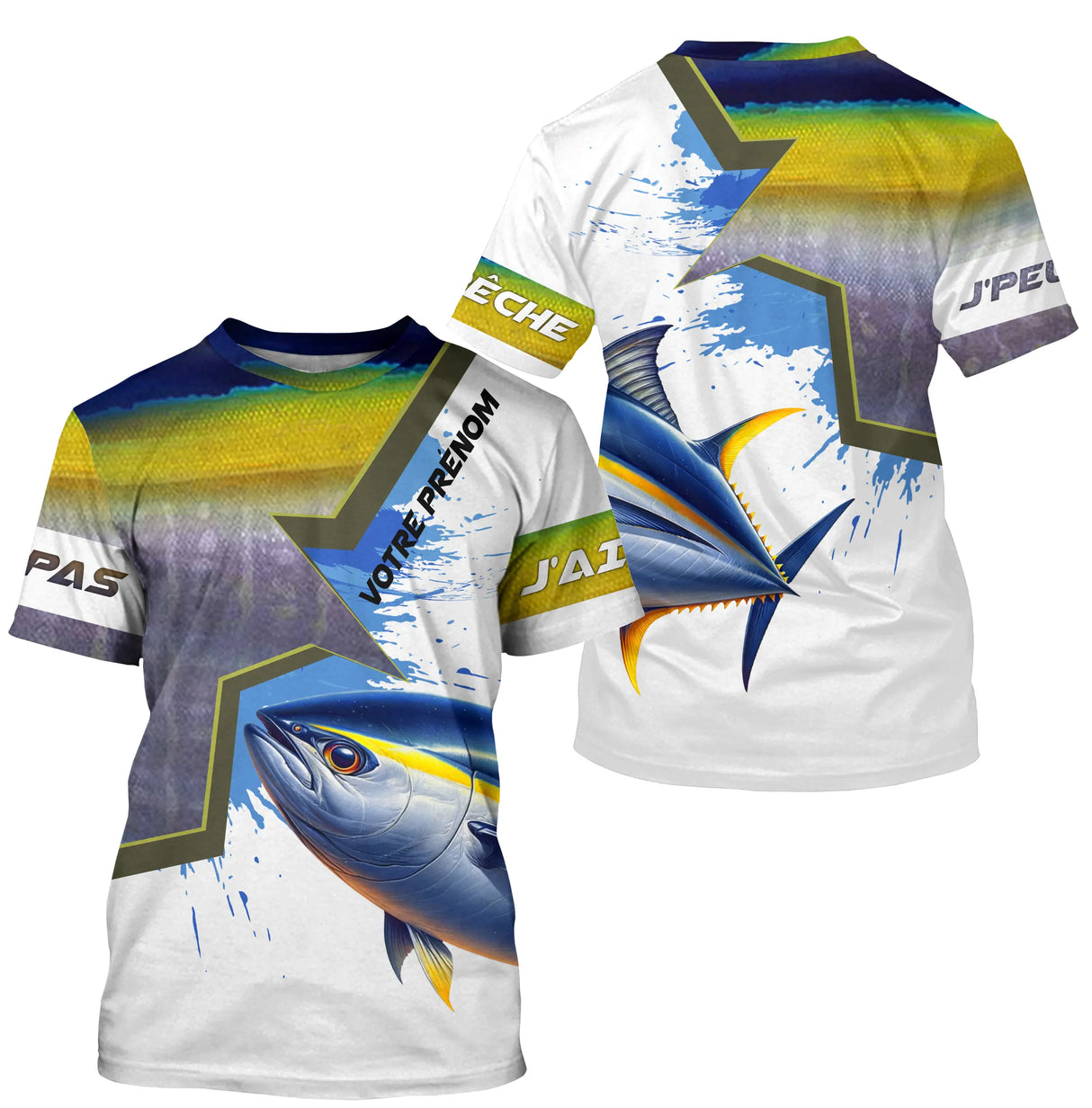 T-shirt all-over manches longues enfant pêche thon humour, design familial pour jeunes pêcheurs au gros