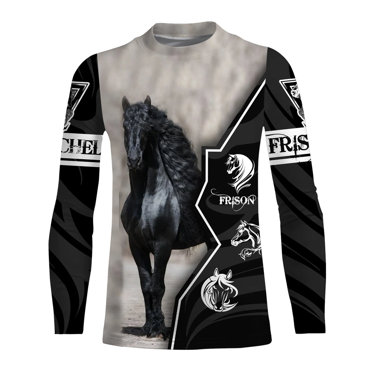 Débardeur all-over cheval frison personnalisé noir blanc frison portrait été