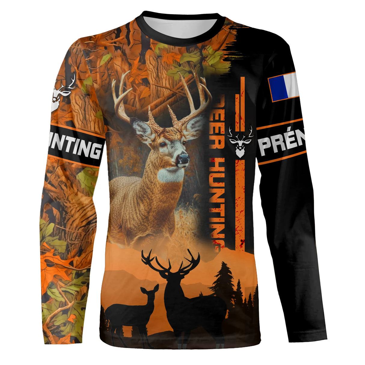 Sweat à Capuche Camouflage Cerf - Deer Hunting - Cadeau Personnalisé pour Chasseur - CT18102311 T-shirt All Over Manches Longues Unisexe