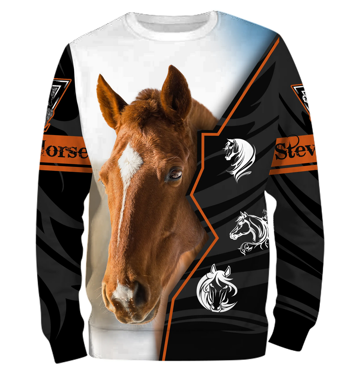 Sweat à capuche Quarter Horse blanc et noir avec portrait cheval brun coupe unisexe