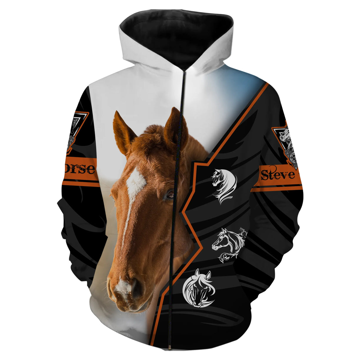 T-shirt all-over Quarter Horse blanc avec portrait cheval brun pour cavaliers western