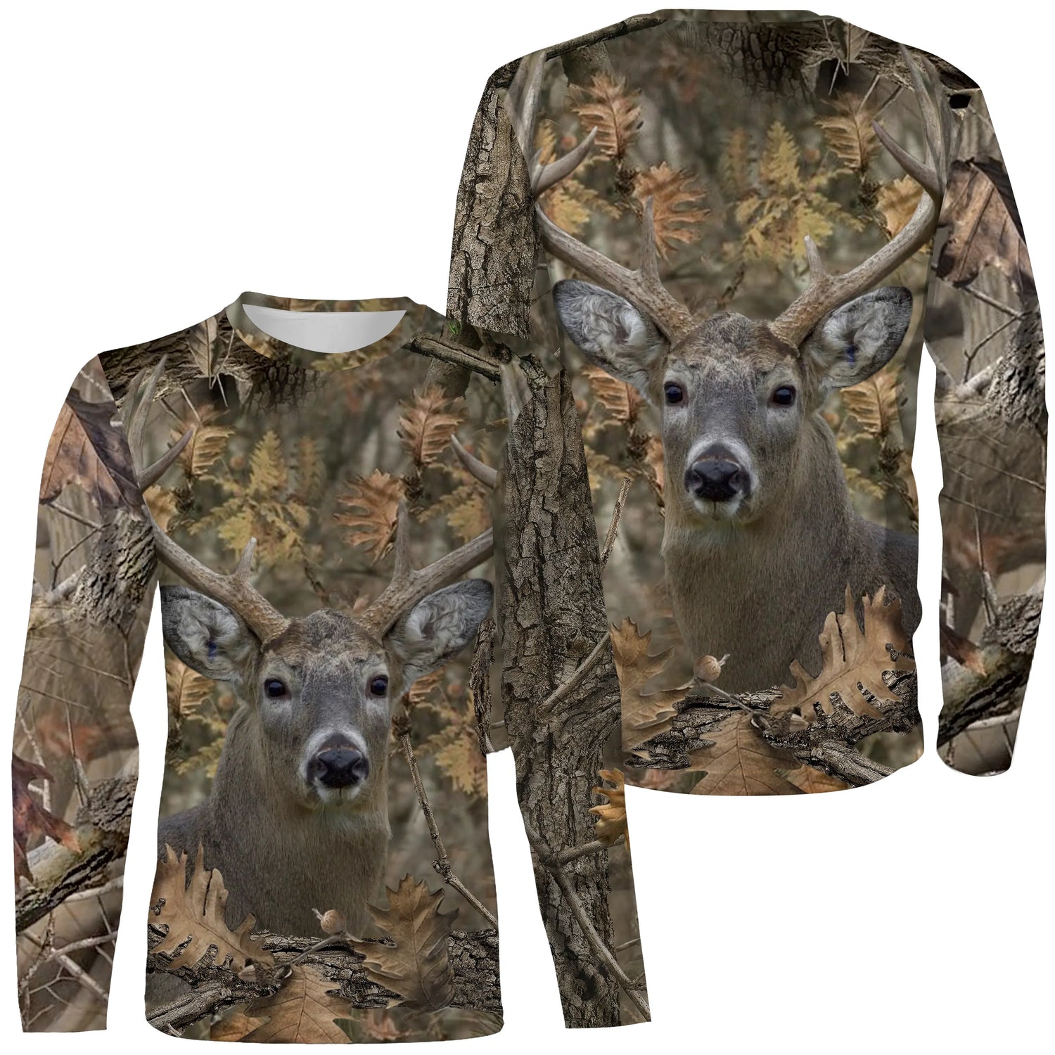 Chasse au Cerf, T shirt Chasseur, Camouflage, VĂȘtements de Chasse - CTS24052225 T-shirt All Over Manches Longues