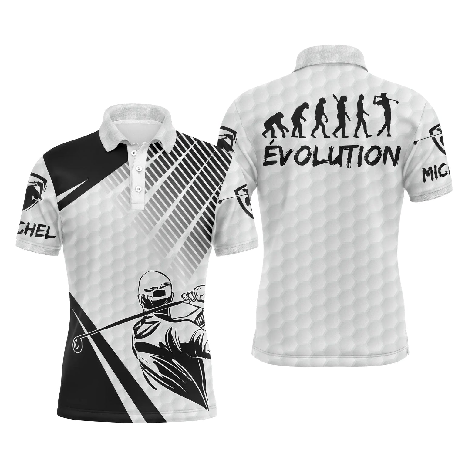 Alpenext - Polo De Golf, Noir et Blanc, Cadeau PersonnalisĂ© Pour Fans De Golf, Polo de Sport Homme et Femme, Ăvolution d'Un Golfeur, Golfeuse DrĂŽle - CTS25052224
