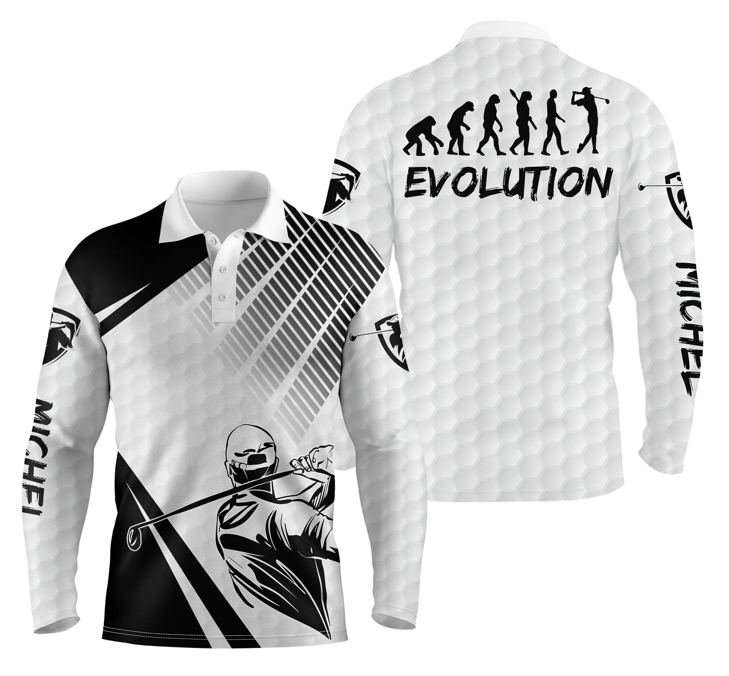 Alpenext - Polo De Golf, Noir et Blanc, Cadeau PersonnalisĂ© Pour Fans De Golf, Polo de Sport Homme et Femme, Ăvolution d'Un Golfeur, Golfeuse DrĂŽle - CTS25052224
