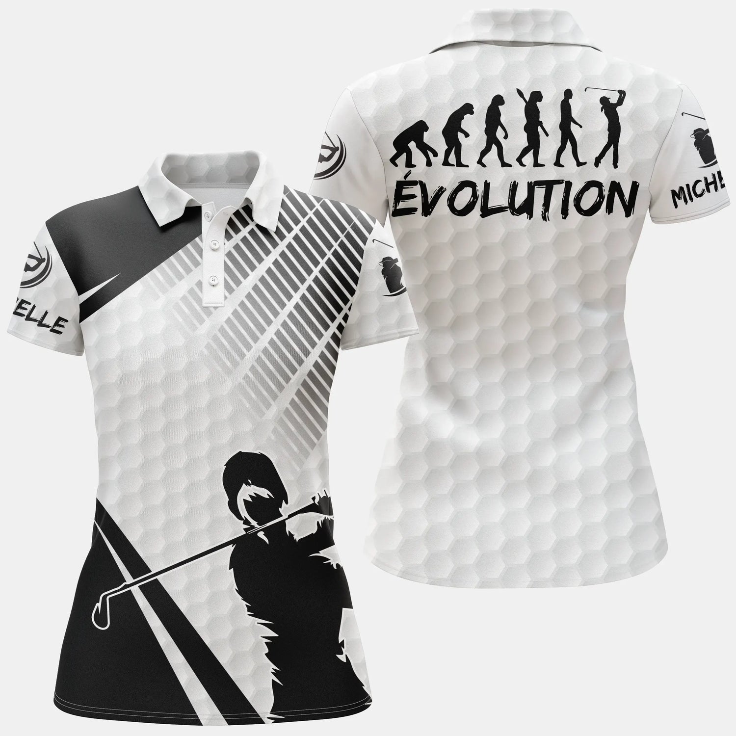 Alpenext - Polo De Golf, Noir et Blanc, Cadeau PersonnalisĂ© Pour Fans De Golf, Polo de Sport Homme et Femme, Ăvolution d'Un Golfeur, Golfeuse DrĂŽle - CTS25052224