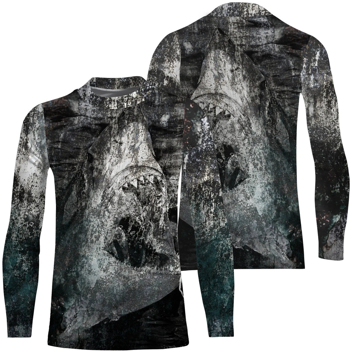Manches longues enfant all-over pêche en mer sombre avec requin Shark Hunter apprentissage