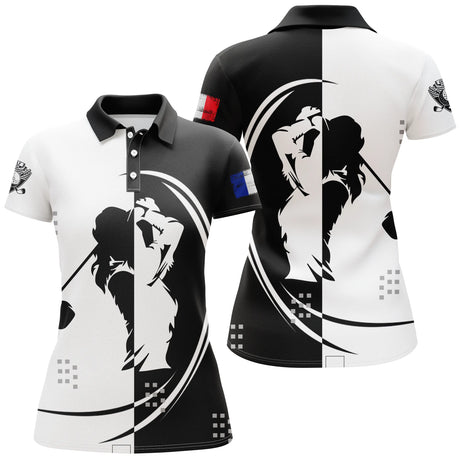 Produits Alpenext - Polo De Golf, Cadeau Original Pour Fans De Golf, Polo de Sport Homme et Femme, Golfeur, Golfeuse, Drapeau France, Logo de Golf - CTS26052236 - Polo Femme