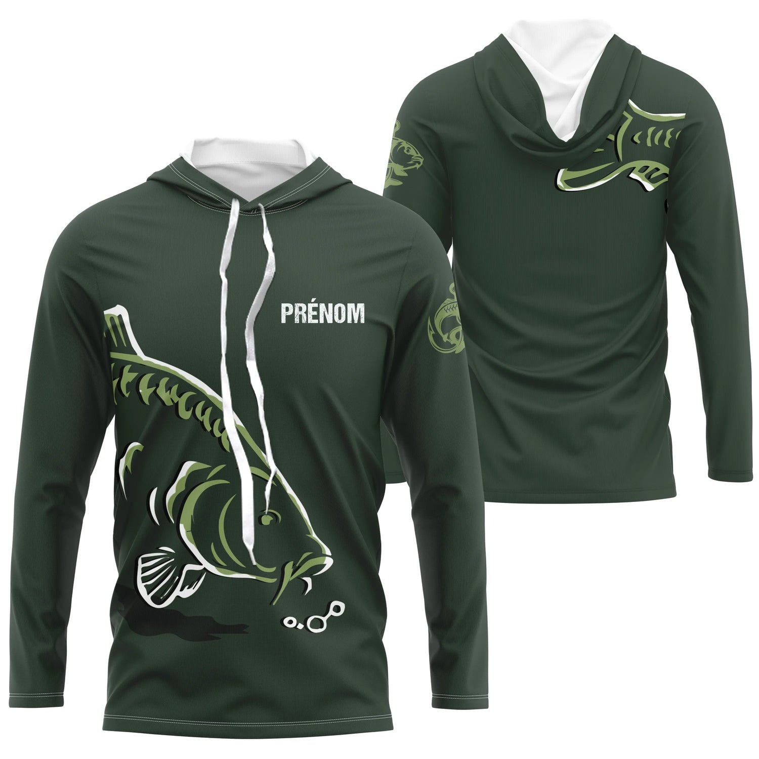 T-shirts & Sweats de Pêche Personnalisés Anti-UV - Pêche De La Carpe, Cadeau Original Pêcheur - A28032501 - Anti-UV t-shirt manches longues à capuche