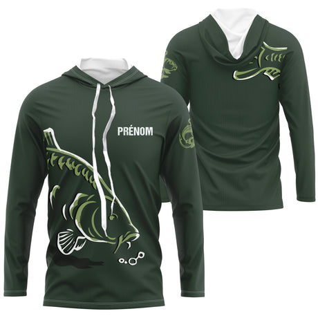 T-shirts & Sweats de Pêche Personnalisés Anti-UV - Pêche De La Carpe, Cadeau Original Pêcheur - A28032501 - Anti-UV t-shirt manches longues à capuche