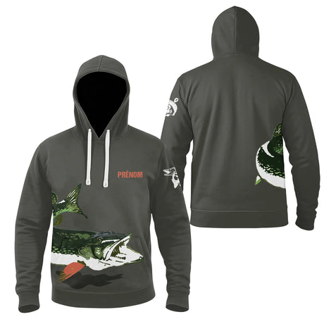 Pêche du Brochet, Pêche aux Carnassiers, Cadeau Original Personnalisé Pêcheur, T-shirt & Sweat Anti-UV – Pêcheur Passionné -A28032503 - Sweat à capuche