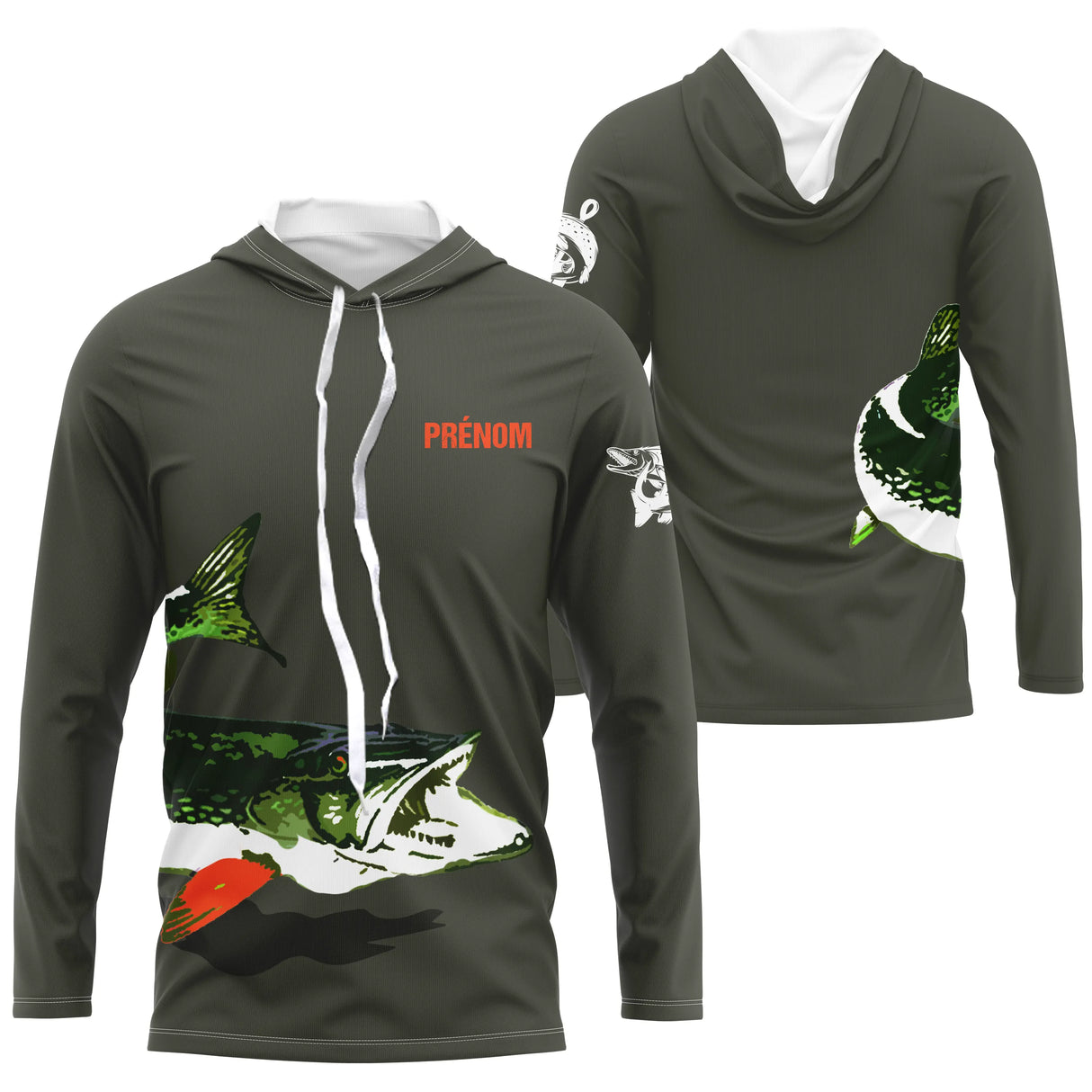 Pêche du Brochet, Pêche aux Carnassiers, Cadeau Original Personnalisé Pêcheur, T-shirt & Sweat Anti-UV – Pêcheur Passionné -A28032503 - Anti-UV T-shirt manches longues à capuche