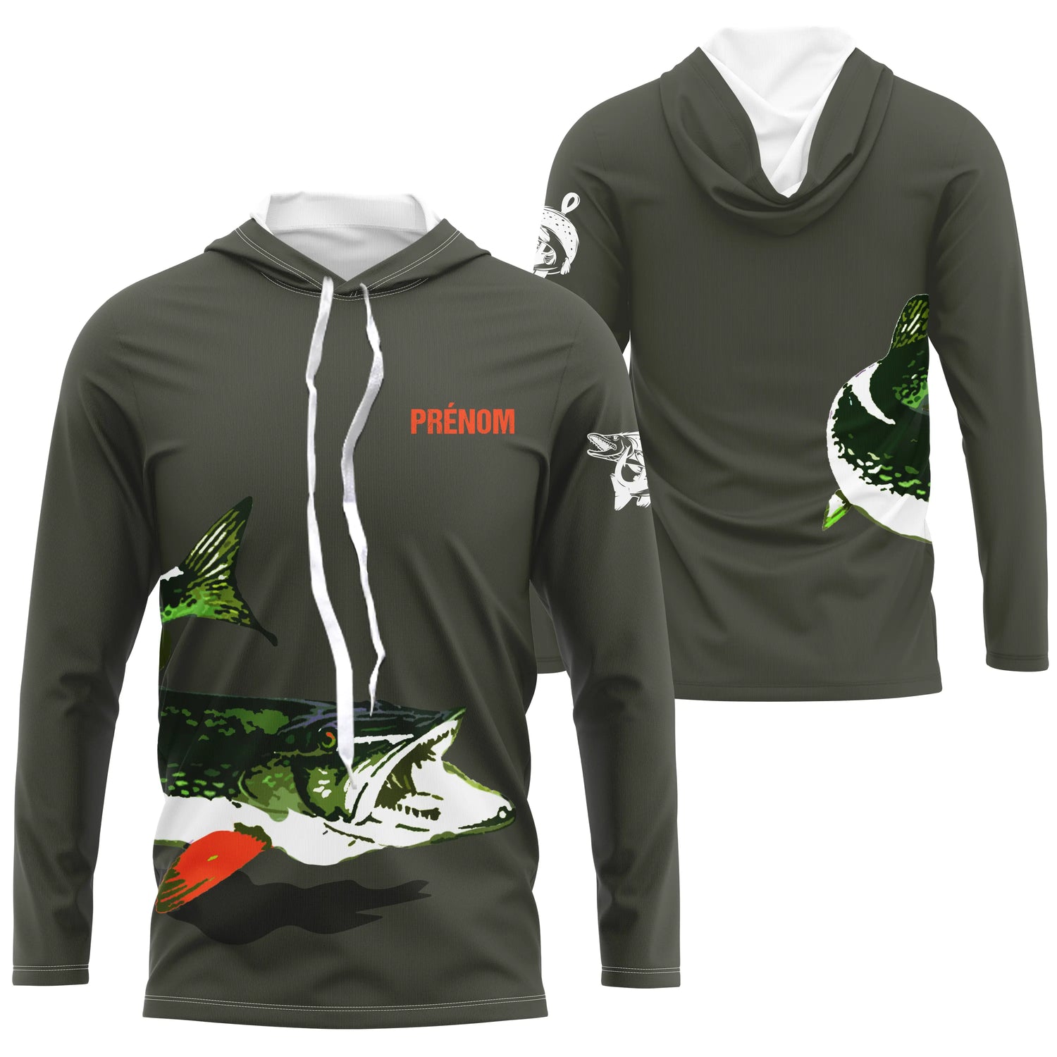 Pêche du Brochet, Pêche aux Carnassiers, Cadeau Original Personnalisé Pêcheur, T-shirt & Sweat Anti-UV – Pêcheur Passionné -A28032503 - Anti-UV T-shirt manches longues à capuche