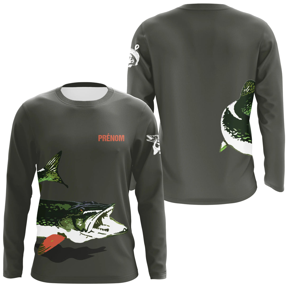 Pêche du Brochet, Pêche aux Carnassiers, Cadeau Original Personnalisé Pêcheur, T-shirt & Sweat Anti-UV – Pêcheur Passionné -A28032503 - Anti-UV T-shirt manches longues