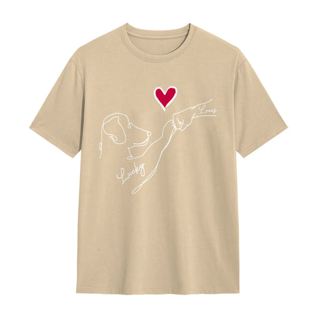 🐾 T-shirt, Sweatshirt & Hoodie Personnalisés Chien – Design Minimaliste & Cœur ❤️ | Coton Premium | Noir, Gris, Marine, Beige 🐶✨ - A28122402 - Tshirt beige