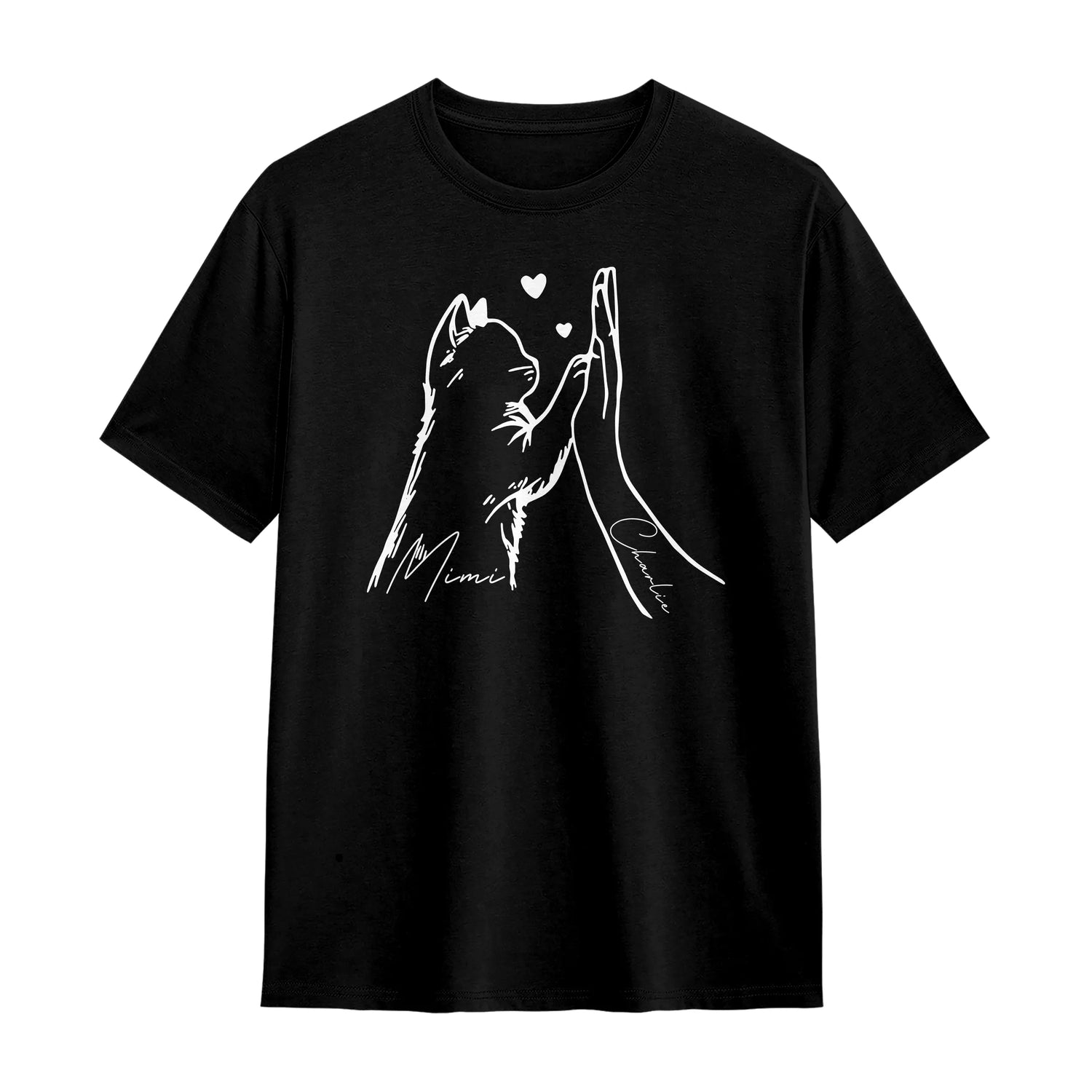 T-shirts, Sweats & Hoodies Personnalisés Chat & Humain – 100% Coton, Prénom à Personnaliser 🐾✨ - A28122406 - Tshirt noir