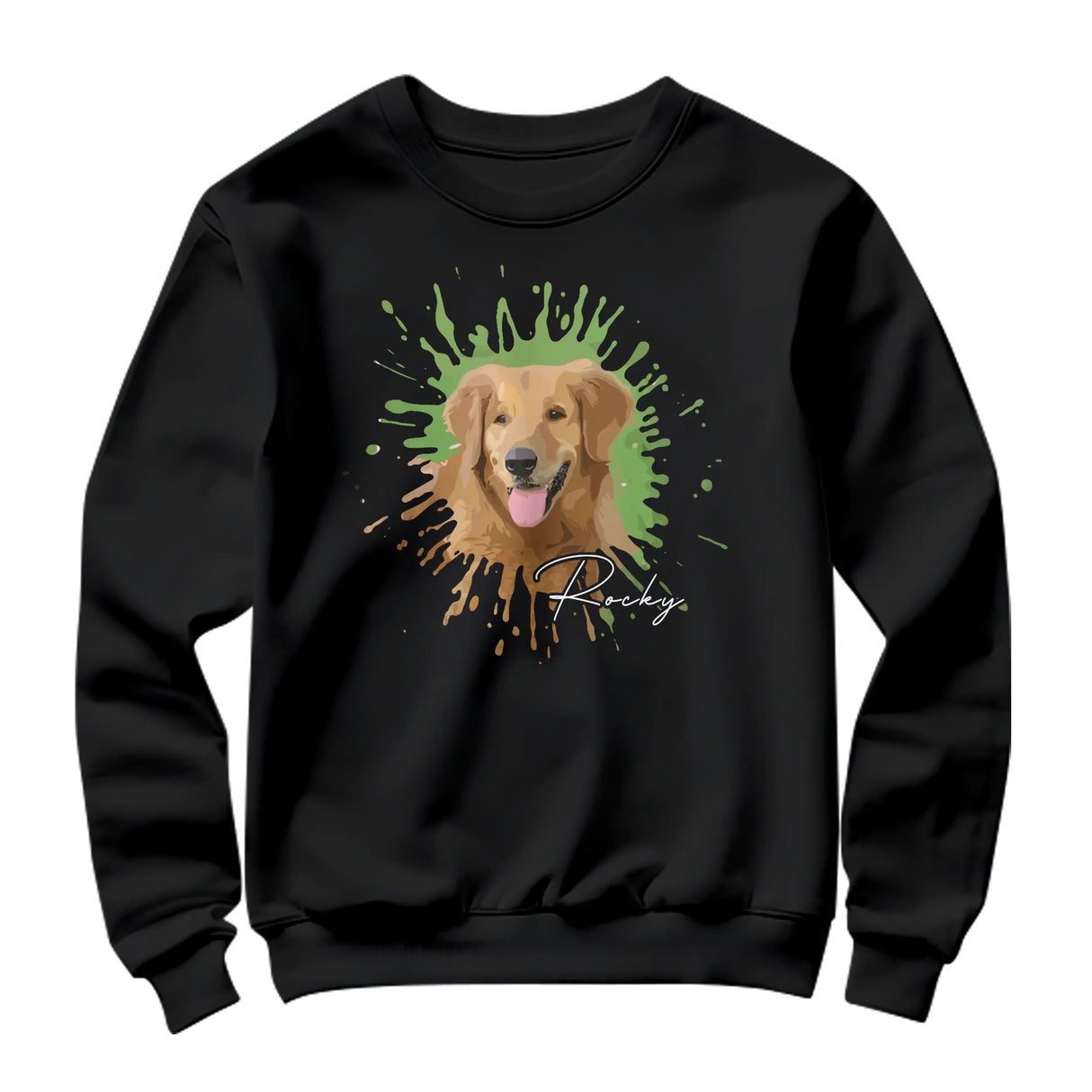 Sweat-shirt portrait animal beige naturel avec photo animal splash coloré personnalisé