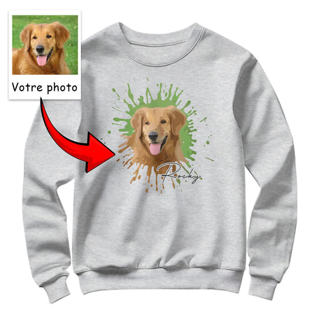 Sweatshirts & T-shirts en Coton : Portrait Animalier Unique – Couleurs Variées - A28122407 - Photo et prénom à personnaliser