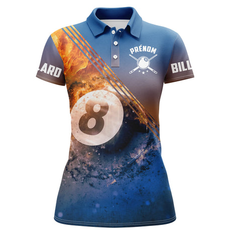 Polo Billard Professionnel Bleu, Billard En Feu, Cadeau Personnalisé Fan Billard - CT29062324 Polo Femme