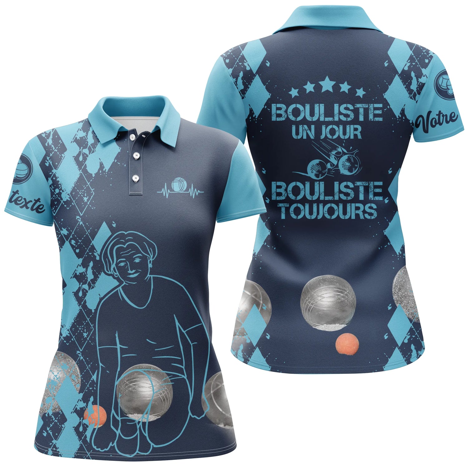 Polo Personnalisé Homme Femme, Cadeau Humour Bouliste, Bouliste Un Jour - Bouliste Toujours - CT29112338 - Polo Femme marine