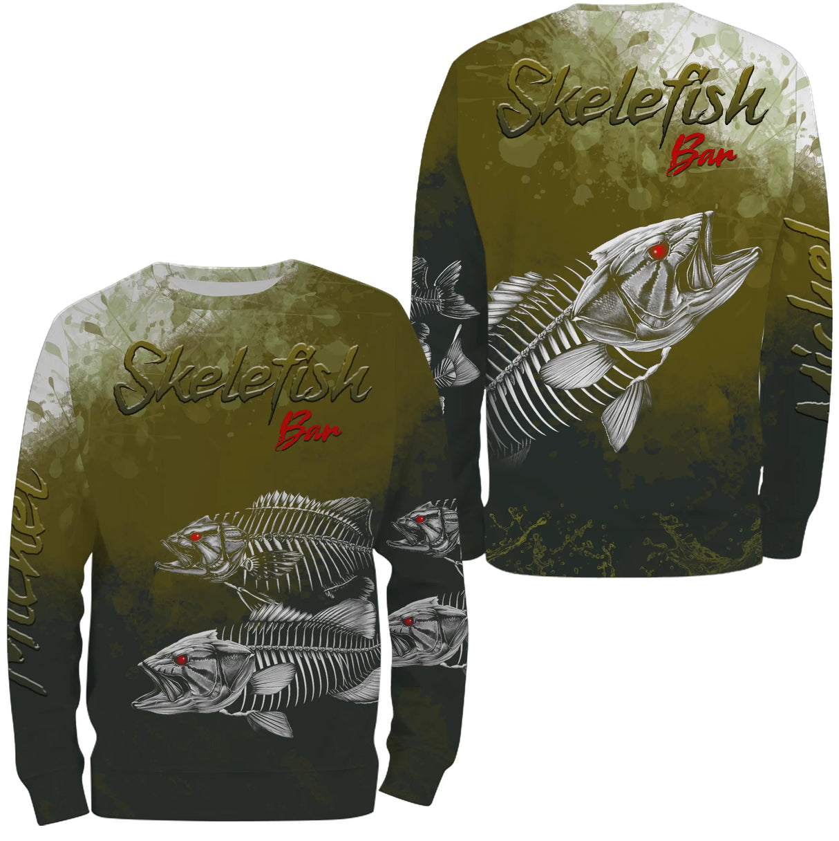 Sweat à capuche pêche bar skelefish, squelette de loup graphique, vêtement chaud pour pêcheur littoral atlantique