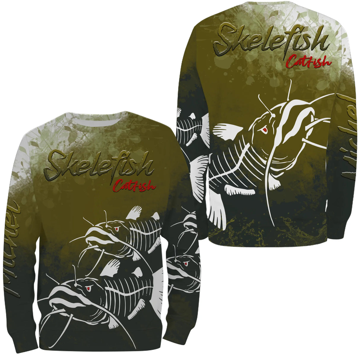 Sweat à capuche pêche silure skelefish, squelette catfish graphique, vêtement chaud pour pêcheur en bateau