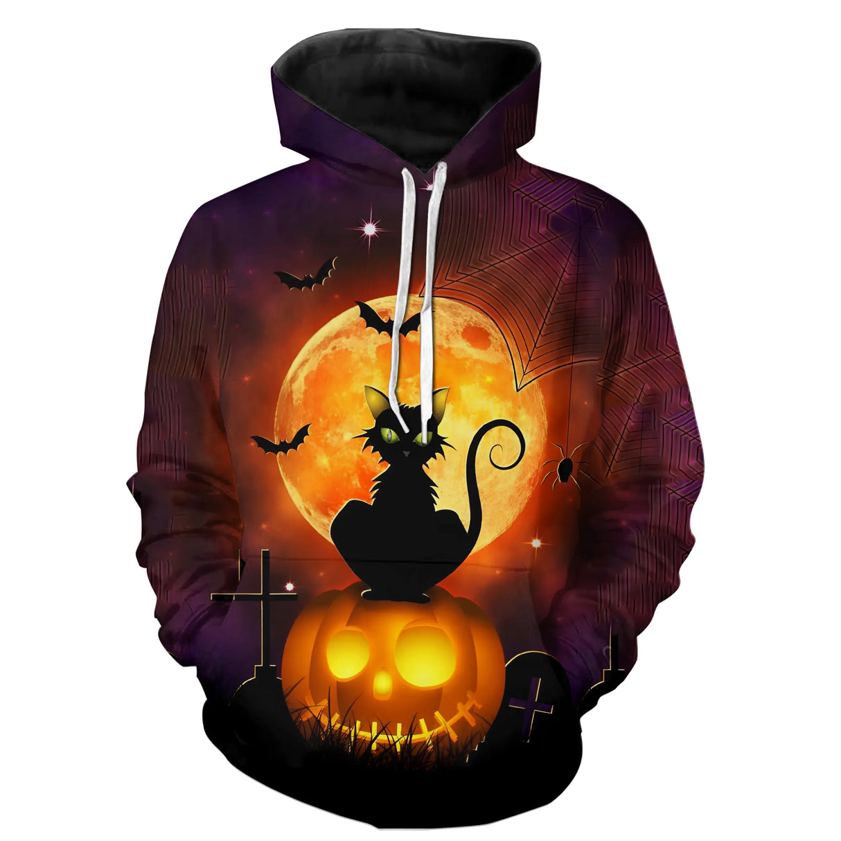 T-shirt Halloween variante avec citrouille et chauves-souris