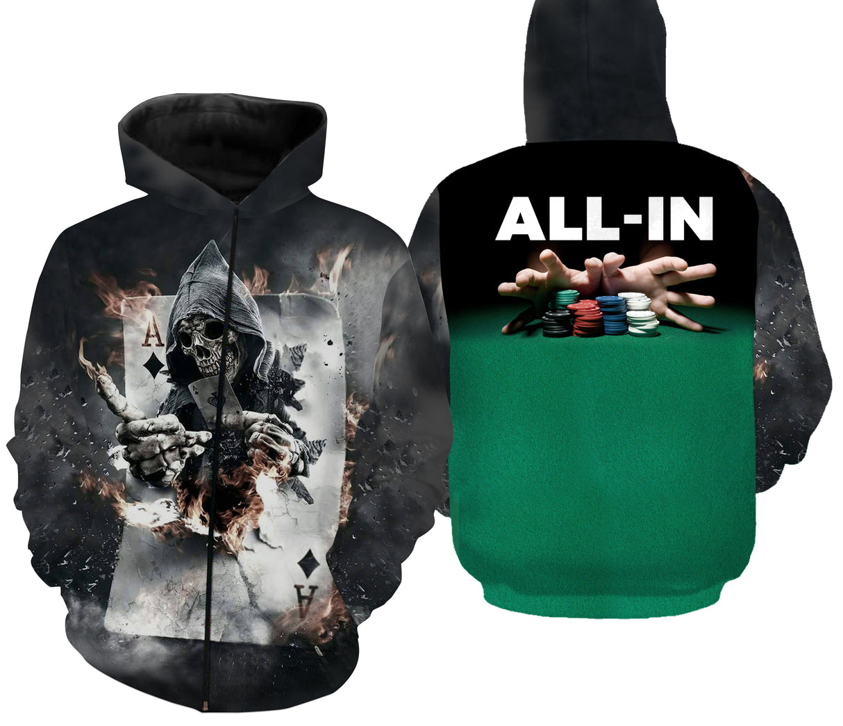 Tapis Poker, All In, Cadeau Joueur De Poker, Jeux De Carte - VETRAV003