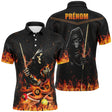 Polo Billard Personnalisé avec Prénom | Motif Unique de Faucheuse Jouant au Billard | Vêtement de Billard Signature - CT01072311 Polo Homme