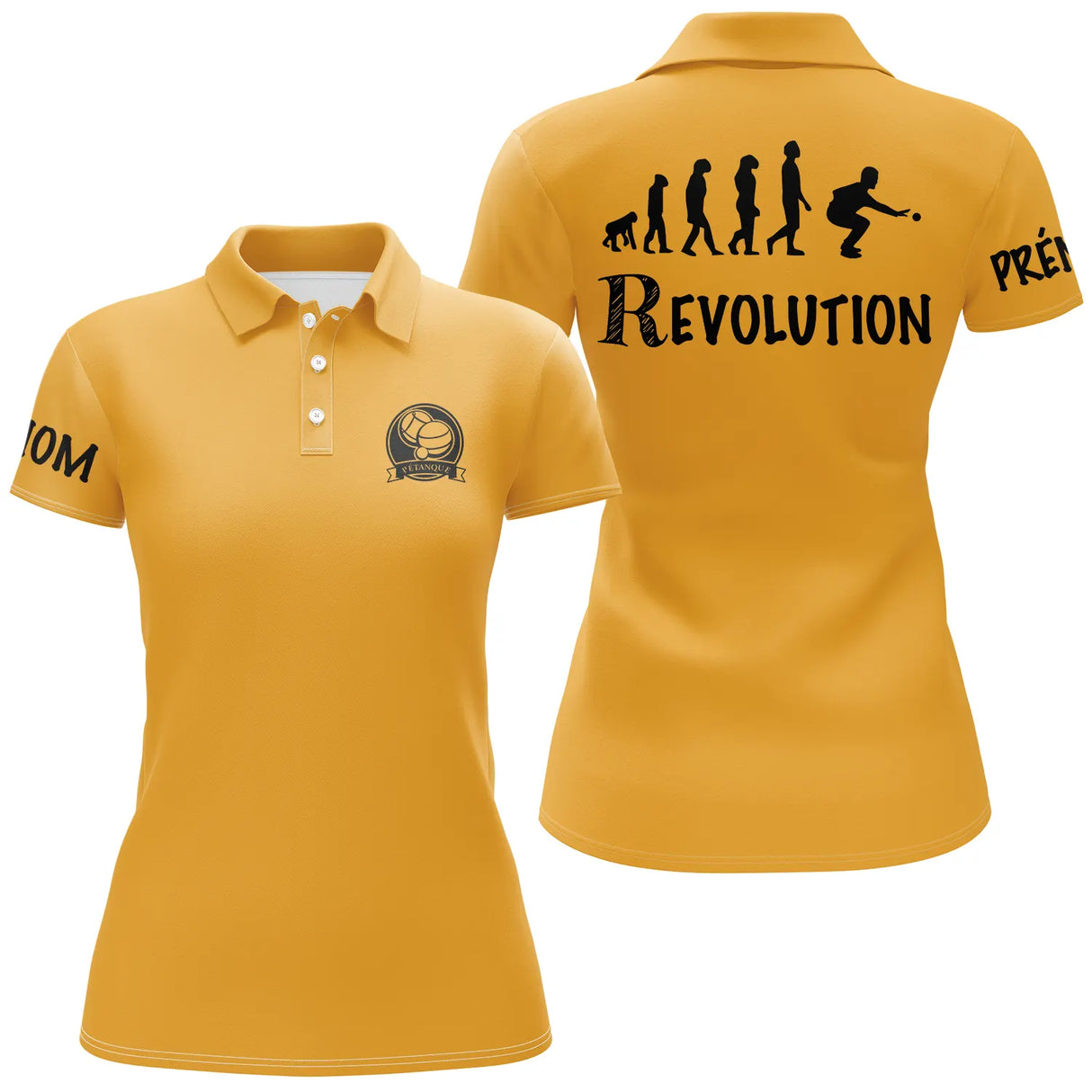 Polo pétanque femme bleu marine variante coloris révolution boulisteuse évolution joueur lancer