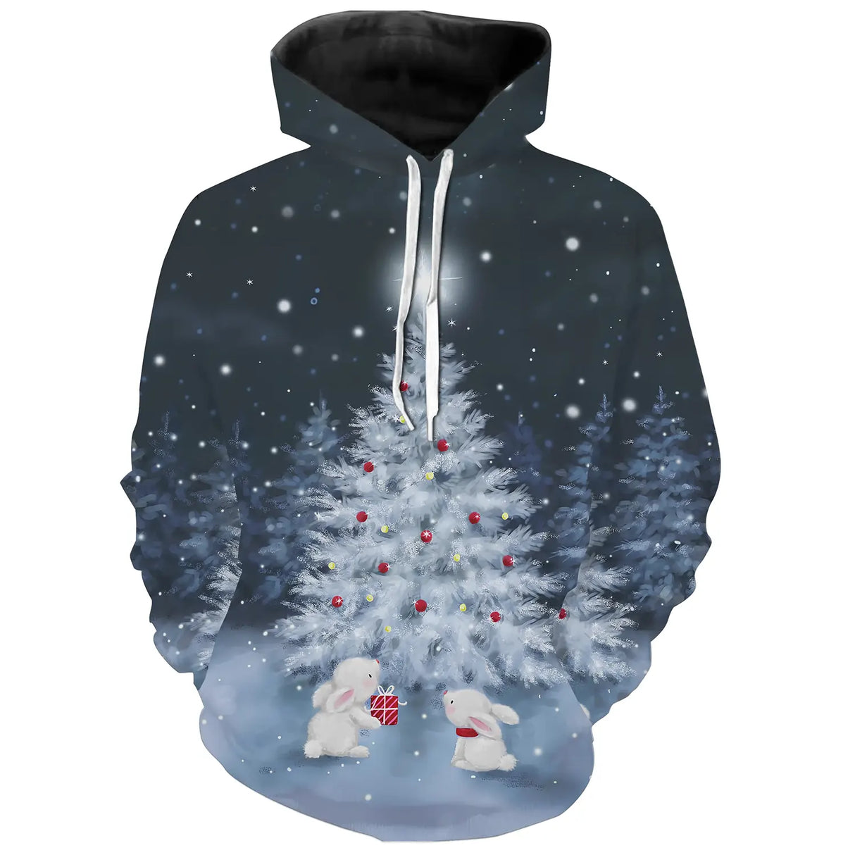 Sweat-shirt Imprimé Sapin De Noël, Sweat-shirt Décontracté À Manches Longues Et Col Rond - CT04112334 - Sweat A Capuche All Over Unisexe