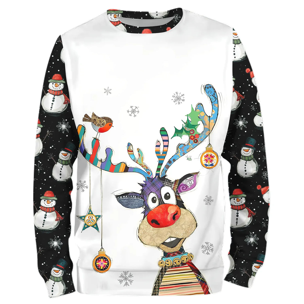 Sweat à Capuche Festif Renne de Noël - Bonhomme de Neige et Décorations Hivernales - CT04112335 Sweat-shirt All Over