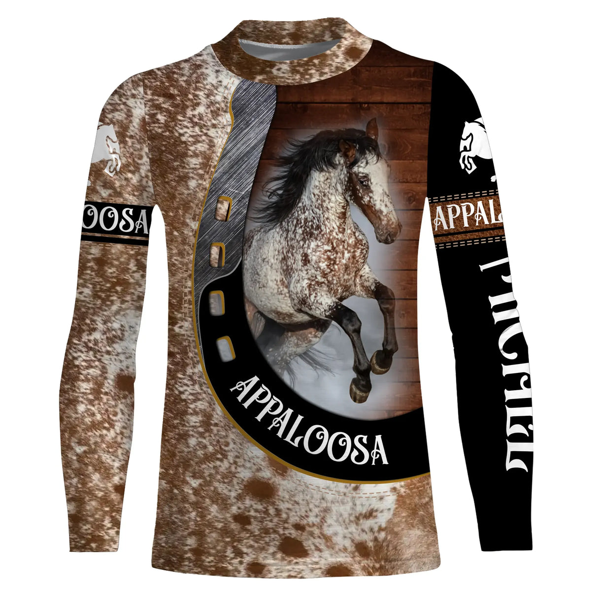 Manches longues anti-UV Appaloosa cuir tachetée avec robe mouchetée lettrage APPALOOSA