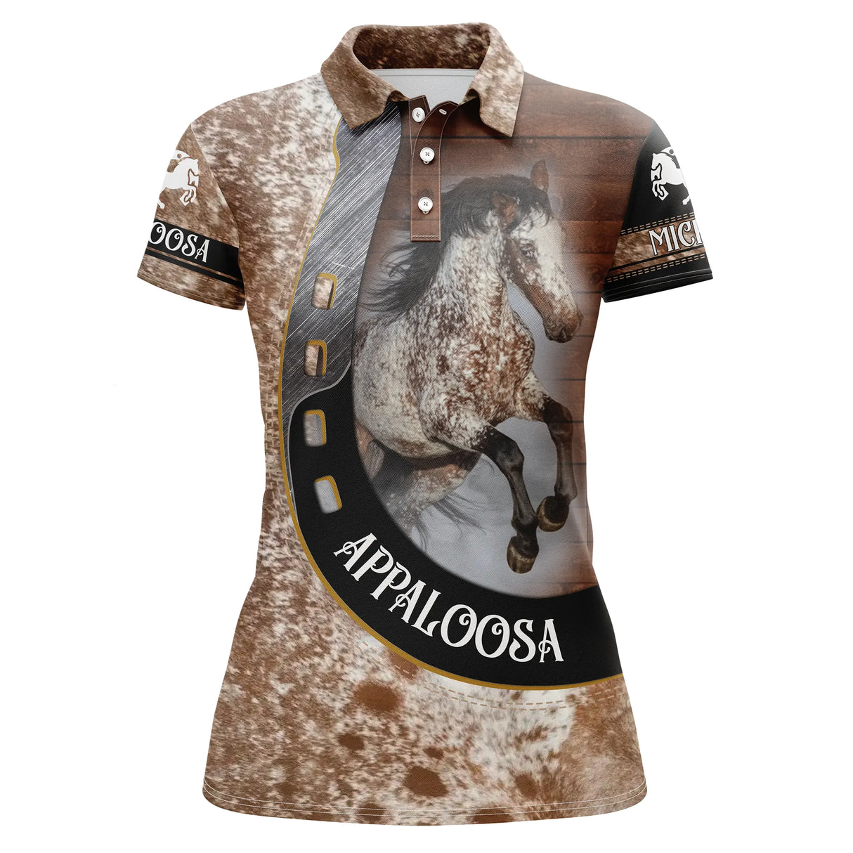 Polo équitation femme Appaloosa effet cuir tachetée robe mouchetée coupe ajustée féminine