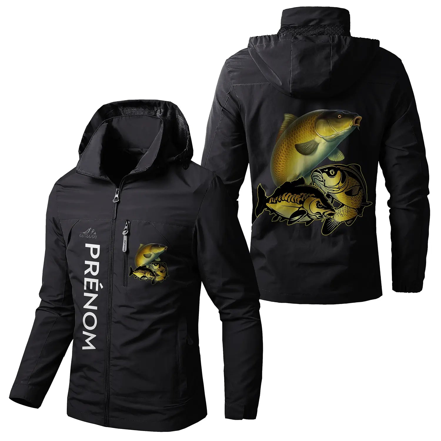 Veste Imperméable De Pêche, Pêche À La Carpe, Cadeau Personnalisé Carpiste - CT05092336 Noir